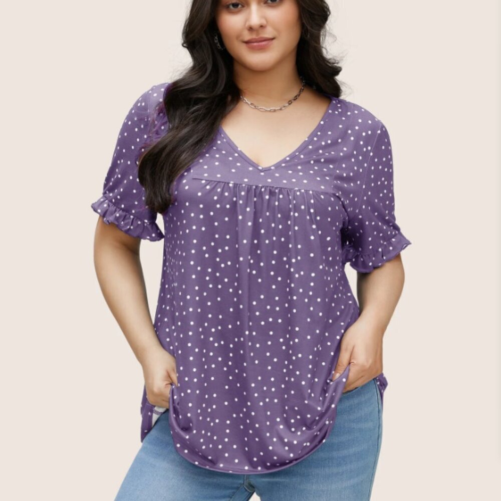 BloomChic Purple Polka Dot Top